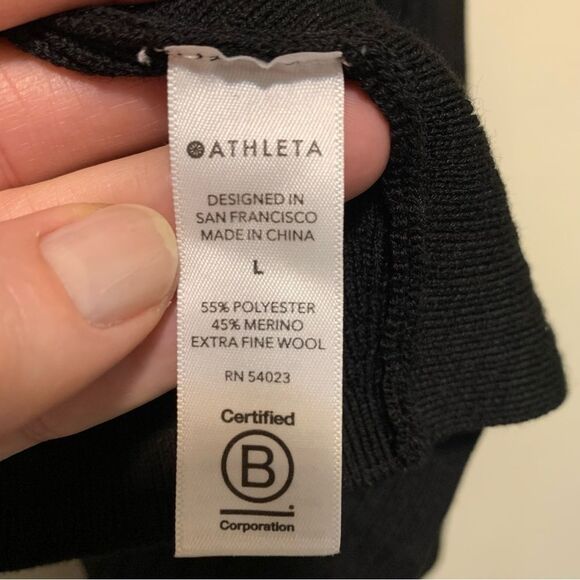 Athleta Solstice Wrap Black Cardigan Sweater Relaxed Fit large merino wool - Picture 6 of 8